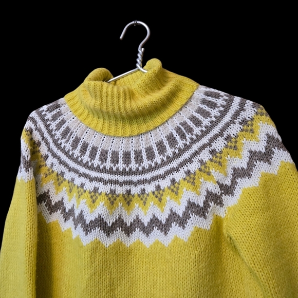 LOFT Sweaters - LOFT  fair isle sweater citrus yellow in a ladies Small wool  mohair blend.